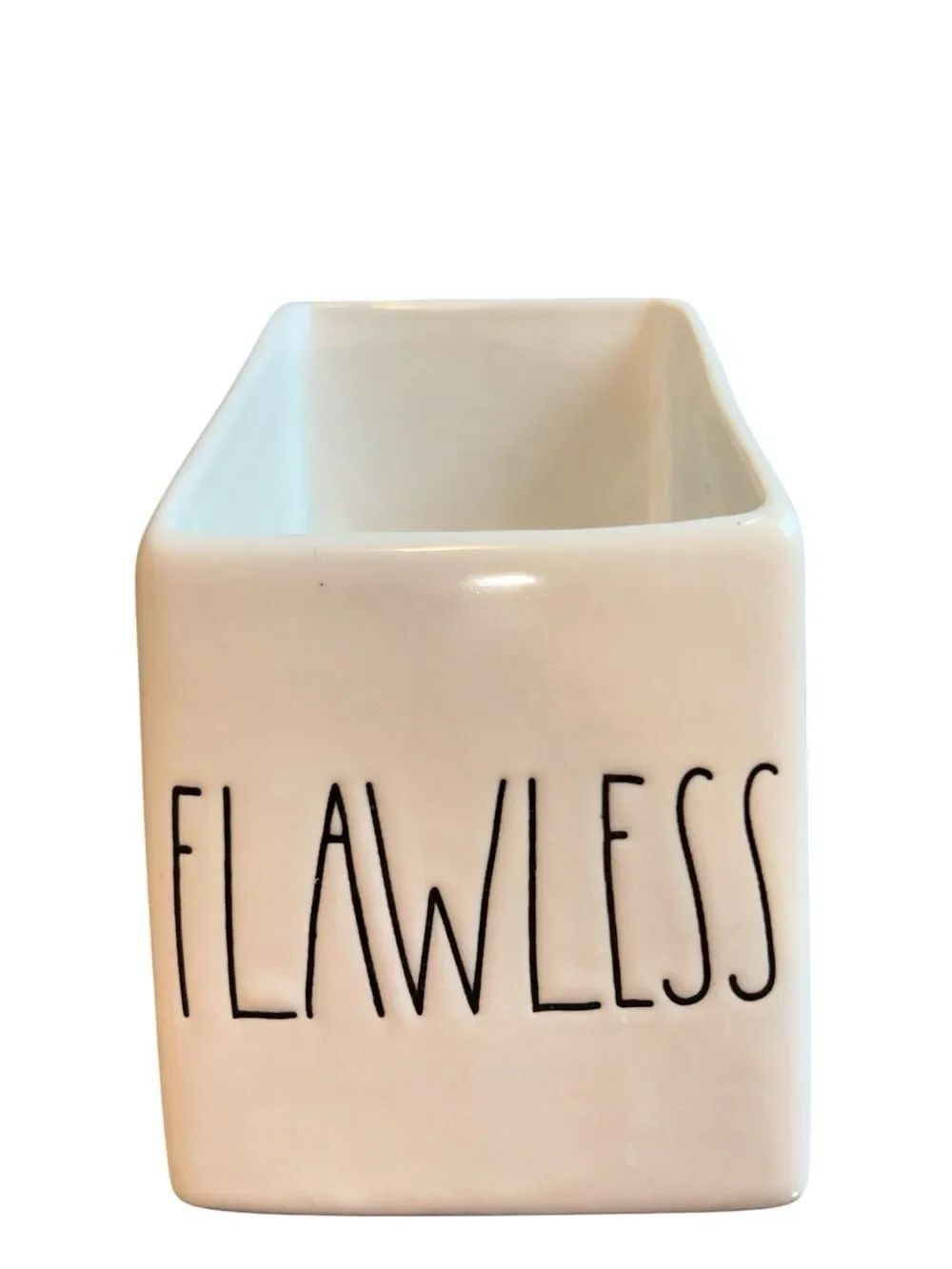 NEW Rae Dunn White Ceramic Makeup Brush Holder with "FLAWLESS" Lettering
